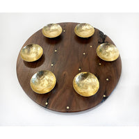 Round Seder Plate with Brass Dishes - Petroff Gallery -  - Debra Braun - Round Seder Plate with Brass Dishes, 12" diameter