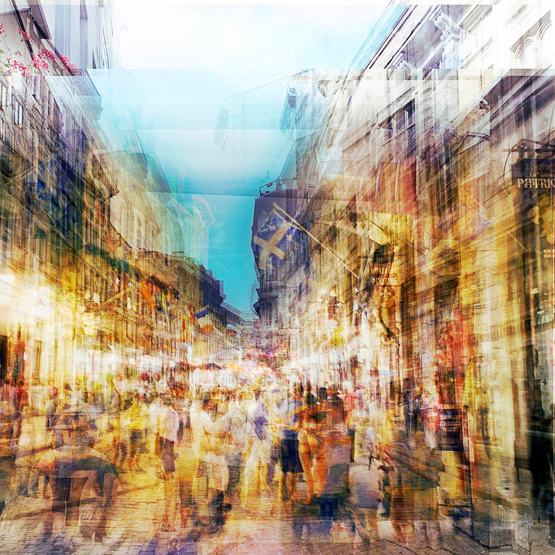 Rue St Denis at Night 34" x 34" Petroff Gallery 