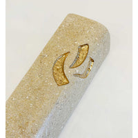 Gold Shin Stone Mezuzah Detail View - Petroff Gallery - Judaica