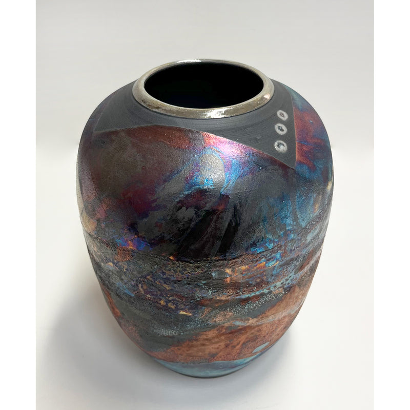 Shu-Chen Cheng - Raku Luster Vase, 8" x 6" x 6"