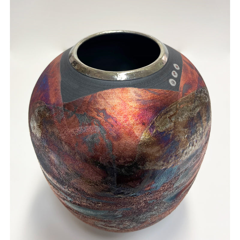 Shu-Chen Cheng - Raku Luster Vase, 8.5" x 6" x 6"