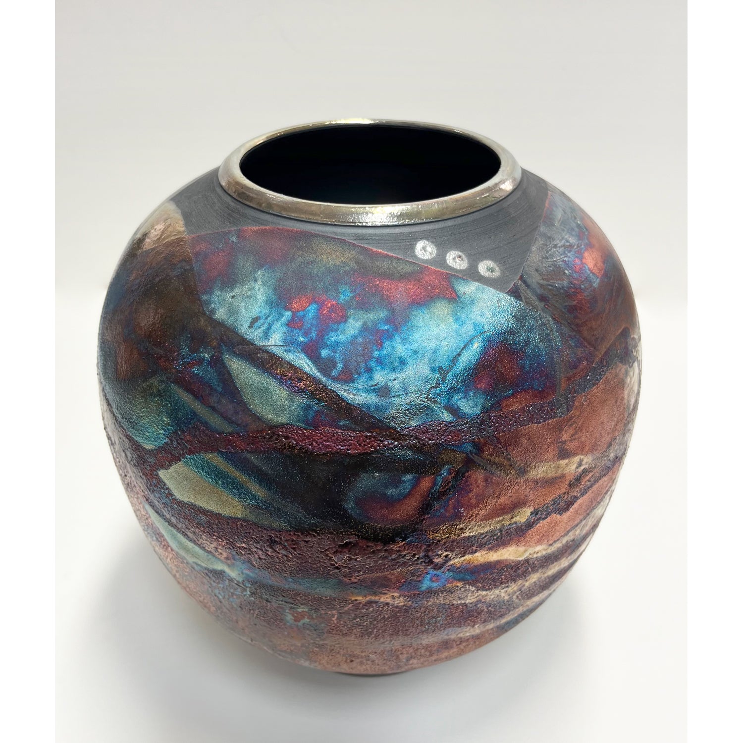 Shu-Chen Cheng - Large Raku Luster Vase, 9.5" x 7.5" x 7.5"
