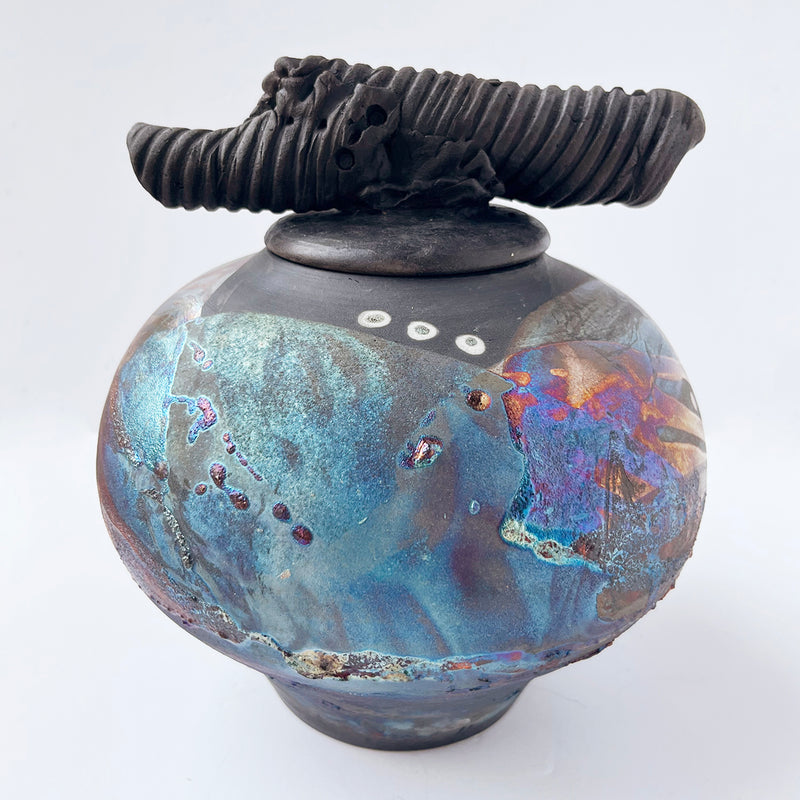 Raku Luster Cover Jar - Petroff Gallery - Ceramics