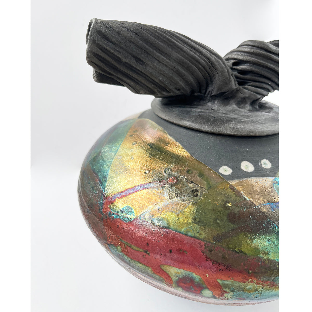 Large Raku Cover Jar - Petroff Gallery - Ceramics