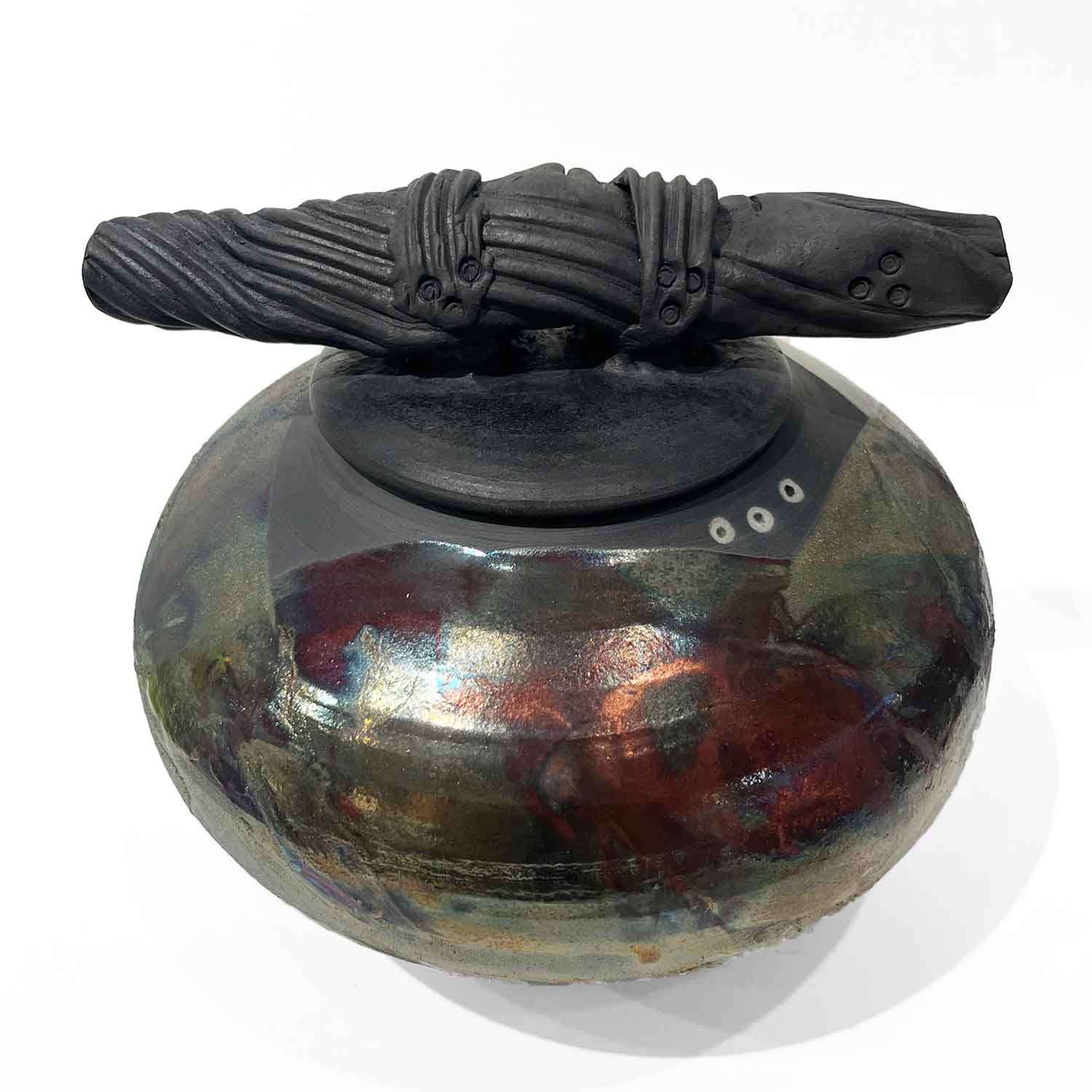 Large Raku Luster Jar with Cover