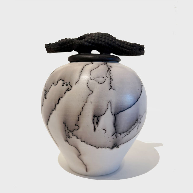 Horse Hair Cover Jar Tall - Petroff Gallery - Ceramic Art