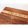 Walnut and Beech Stripe Board with Hamotzi 2 - Petroff Gallery - Judaica
