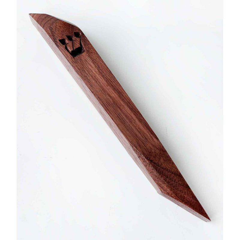 Large Walnut Mezuzah 2 - Petroff Gallery - Judaica