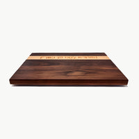 Walnut and Beech Stripe Board with Hamotzi - Petroff Gallery - Judaica