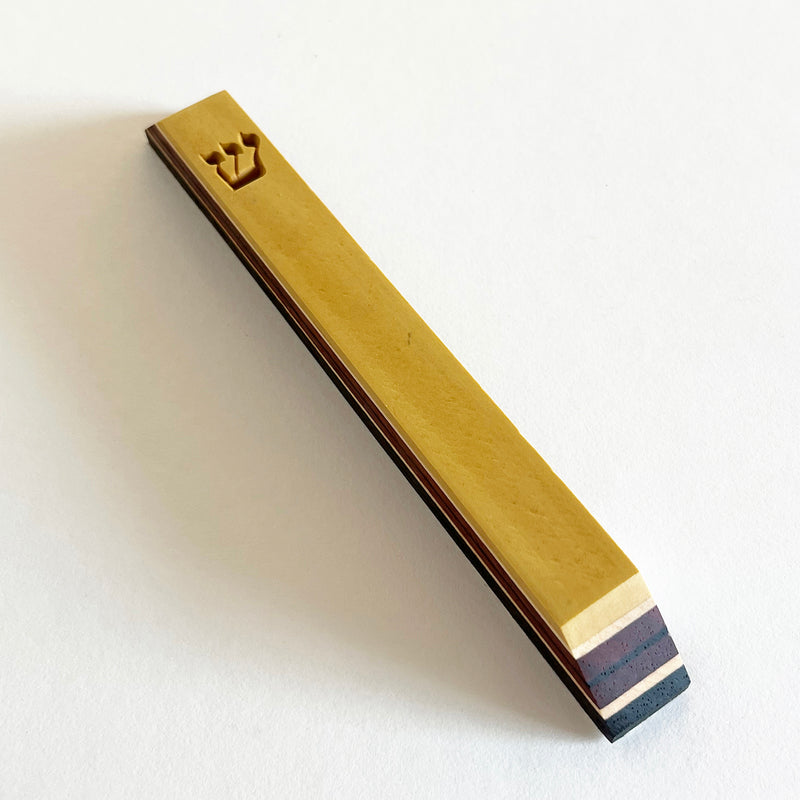 Large Mixed Wood Mezuzah 1 - Petroff Gallery - Judaica