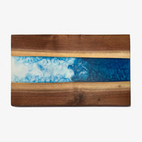 Blue Resin River Walnut Board - Petroff Gallery - Judaica