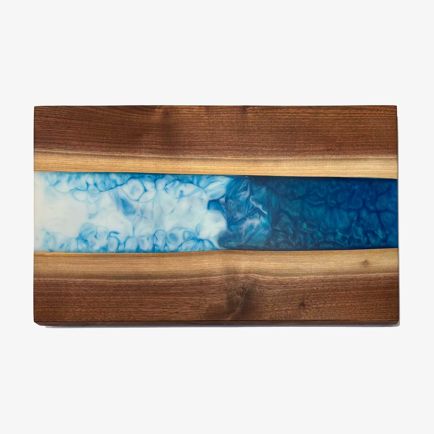 Blue Resin River Walnut Board - Petroff Gallery - Judaica