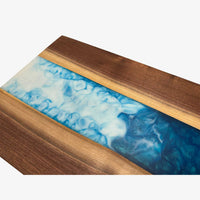 Blue Resin River Walnut Board - Petroff Gallery - Judaica