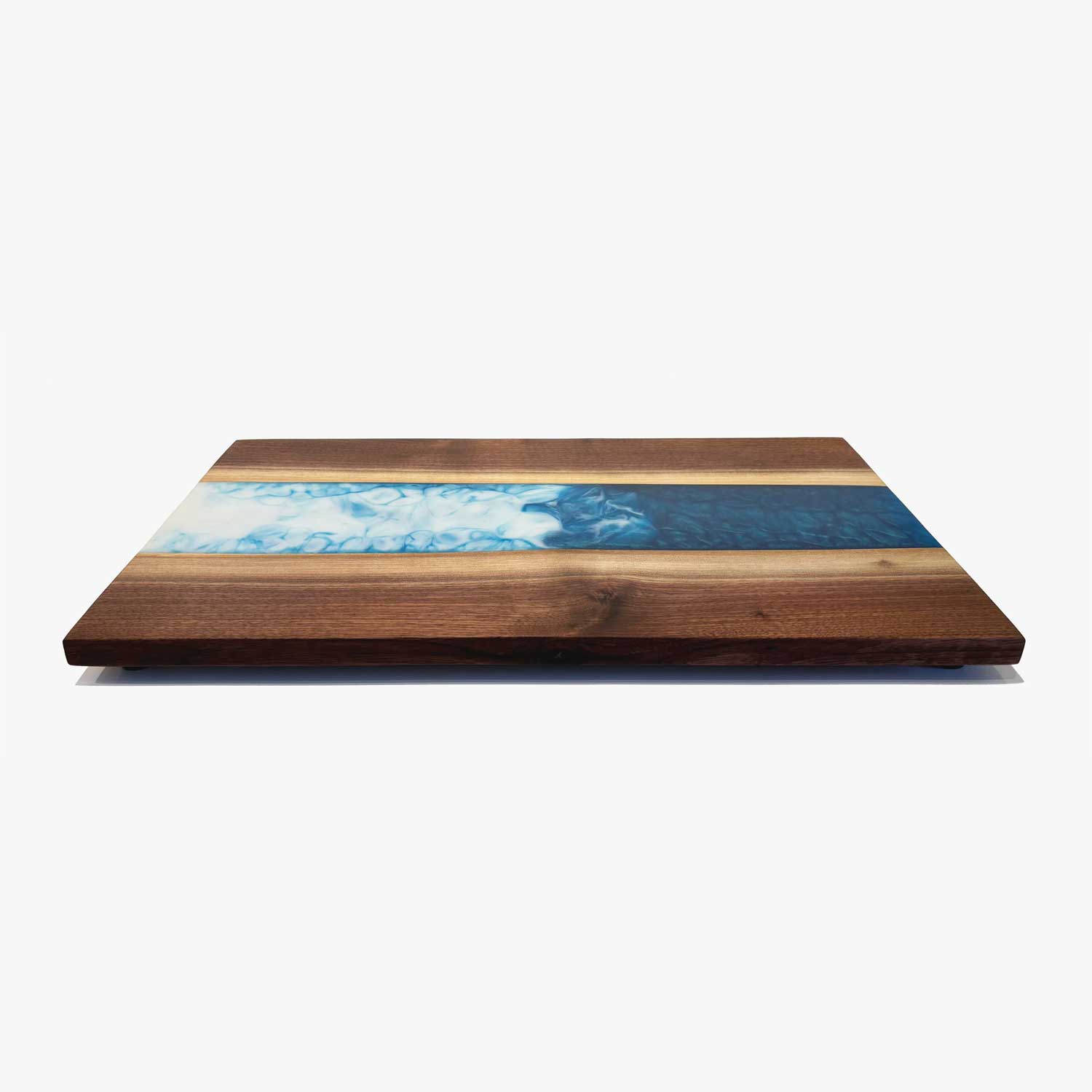 Blue Resin River Walnut Board - Petroff Gallery - Judaica