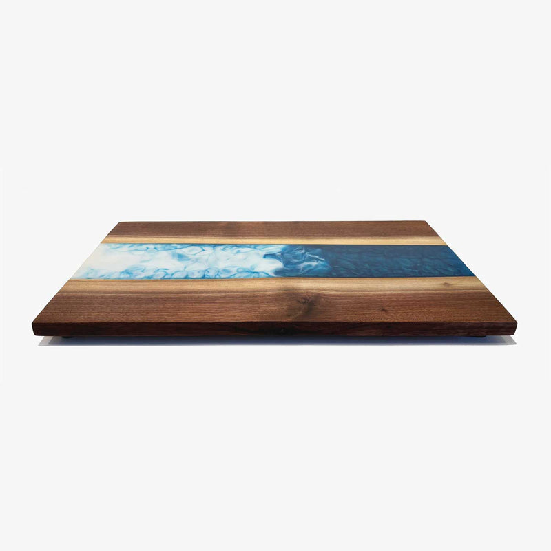 Blue Resin River Walnut Board - Petroff Gallery - Judaica