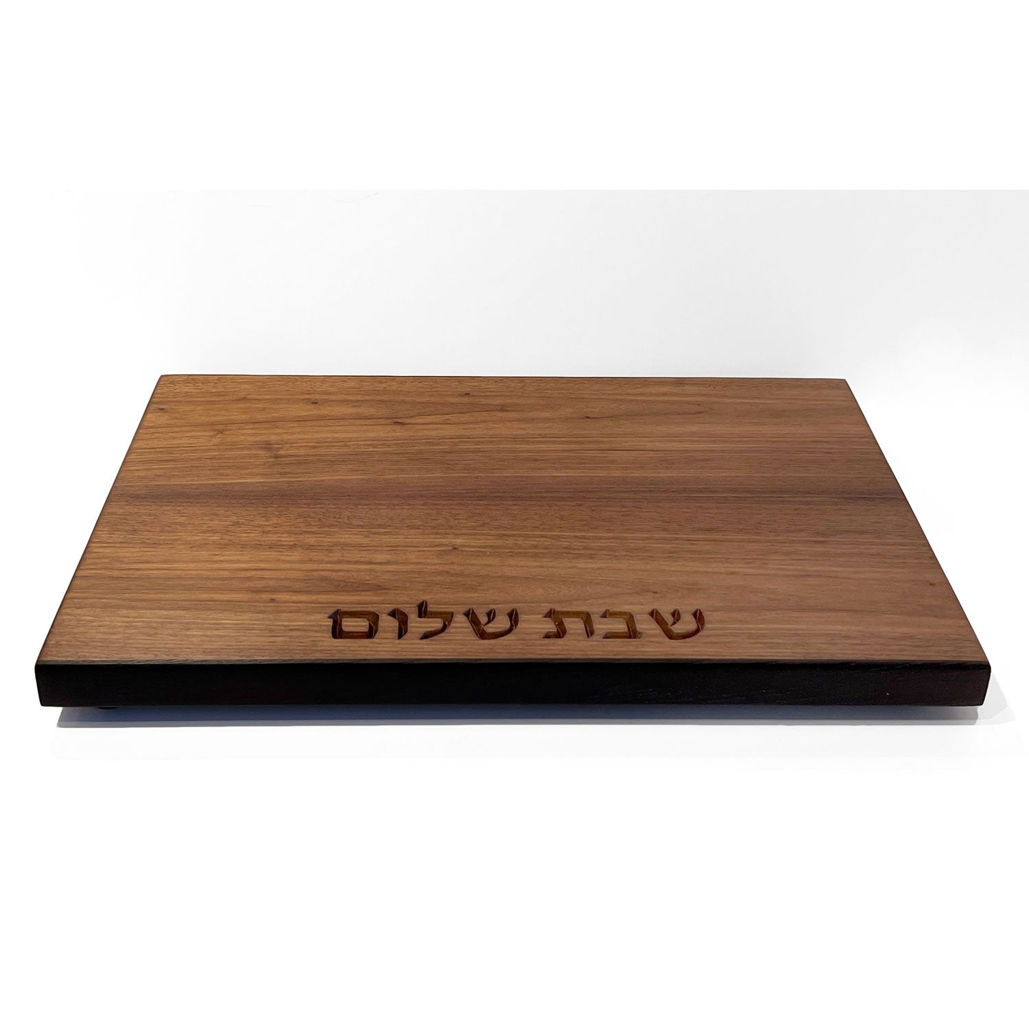 Walnut with Rosted Ash Banding with Shabbat Shalom - Petroff Gallery - Judaica Art