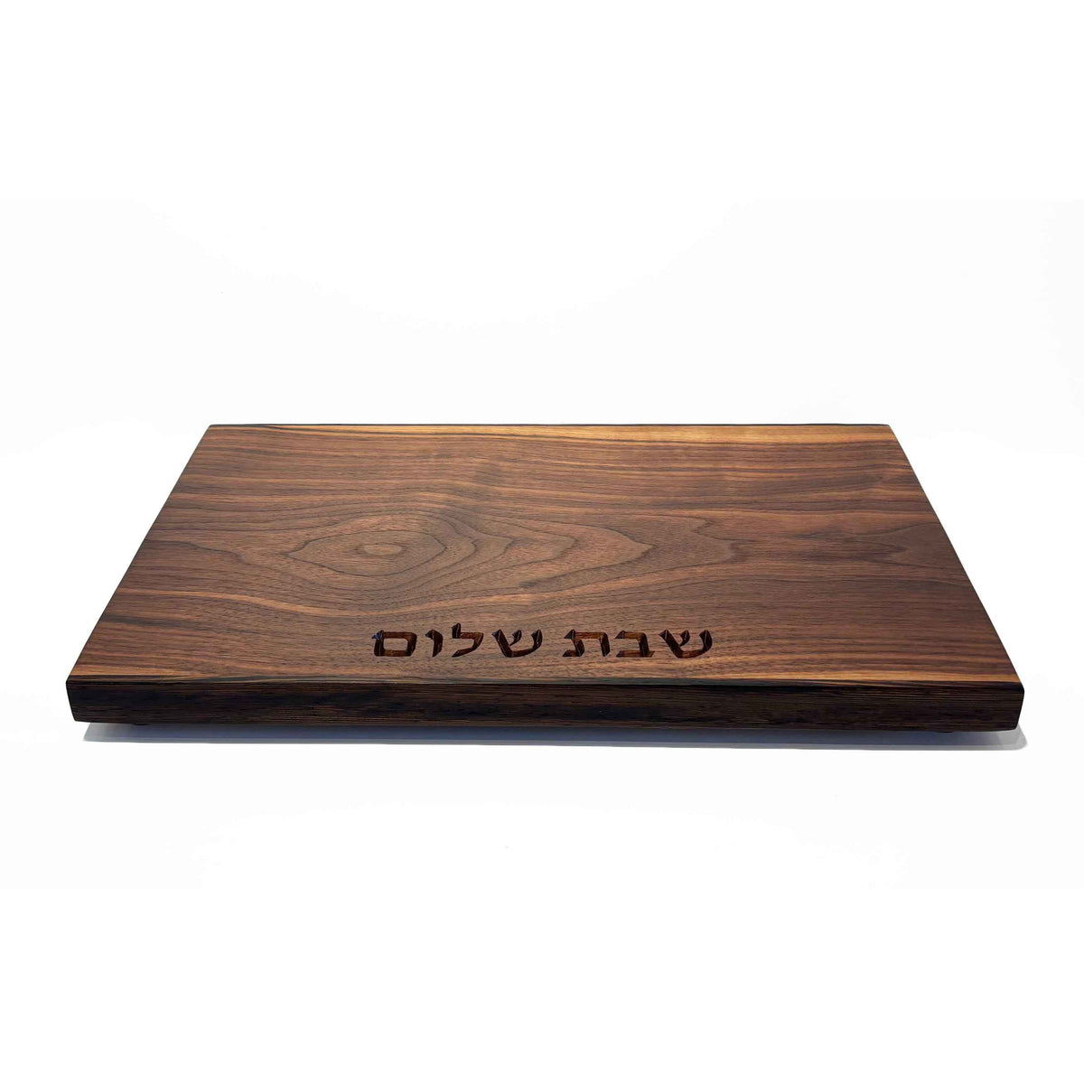 Wulnut and Wenge Board with Shabbat Shalom - Petroff Gallery - Judaika