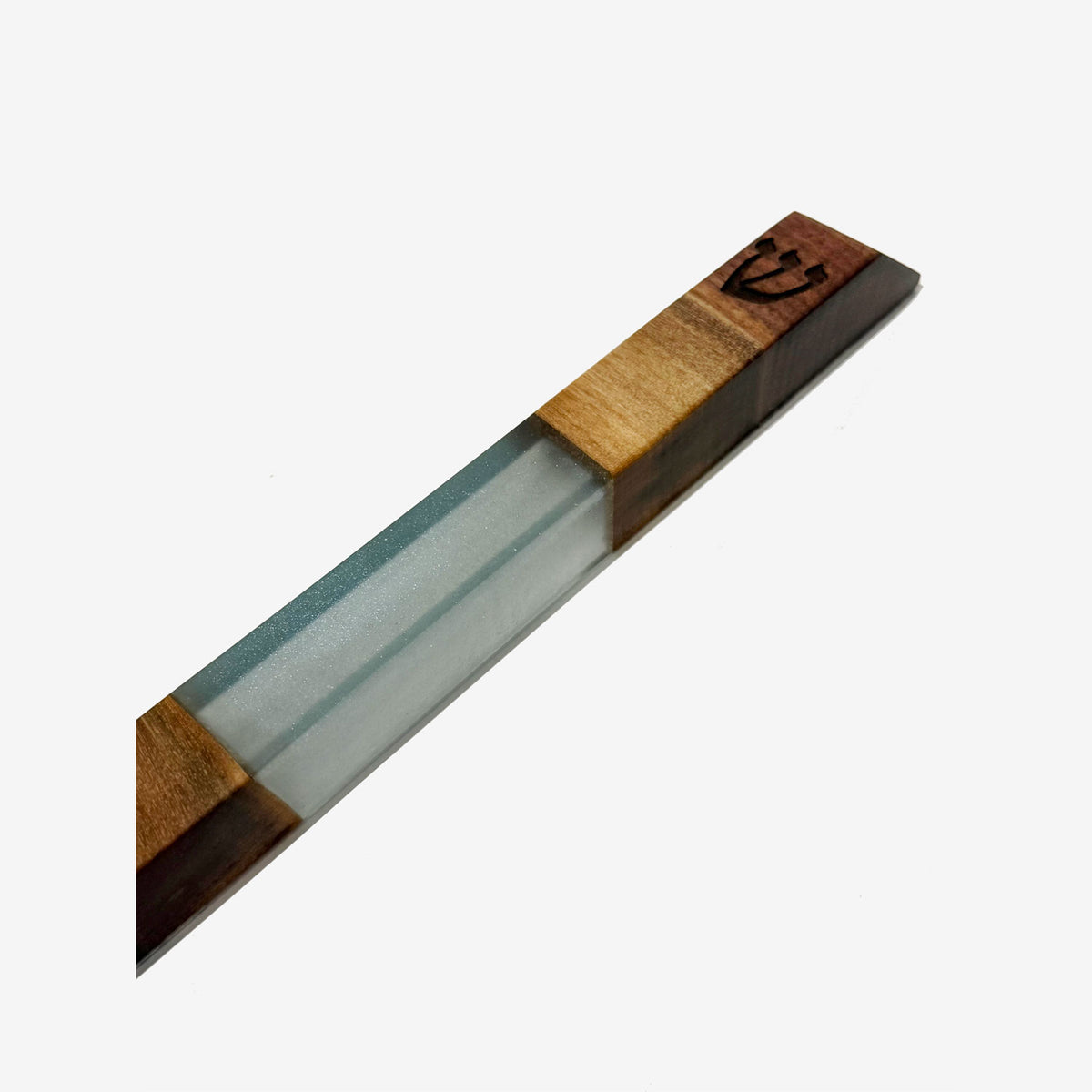 Walnut and Resin Mezuzah Detail View - Petroff Gallery - Judaica