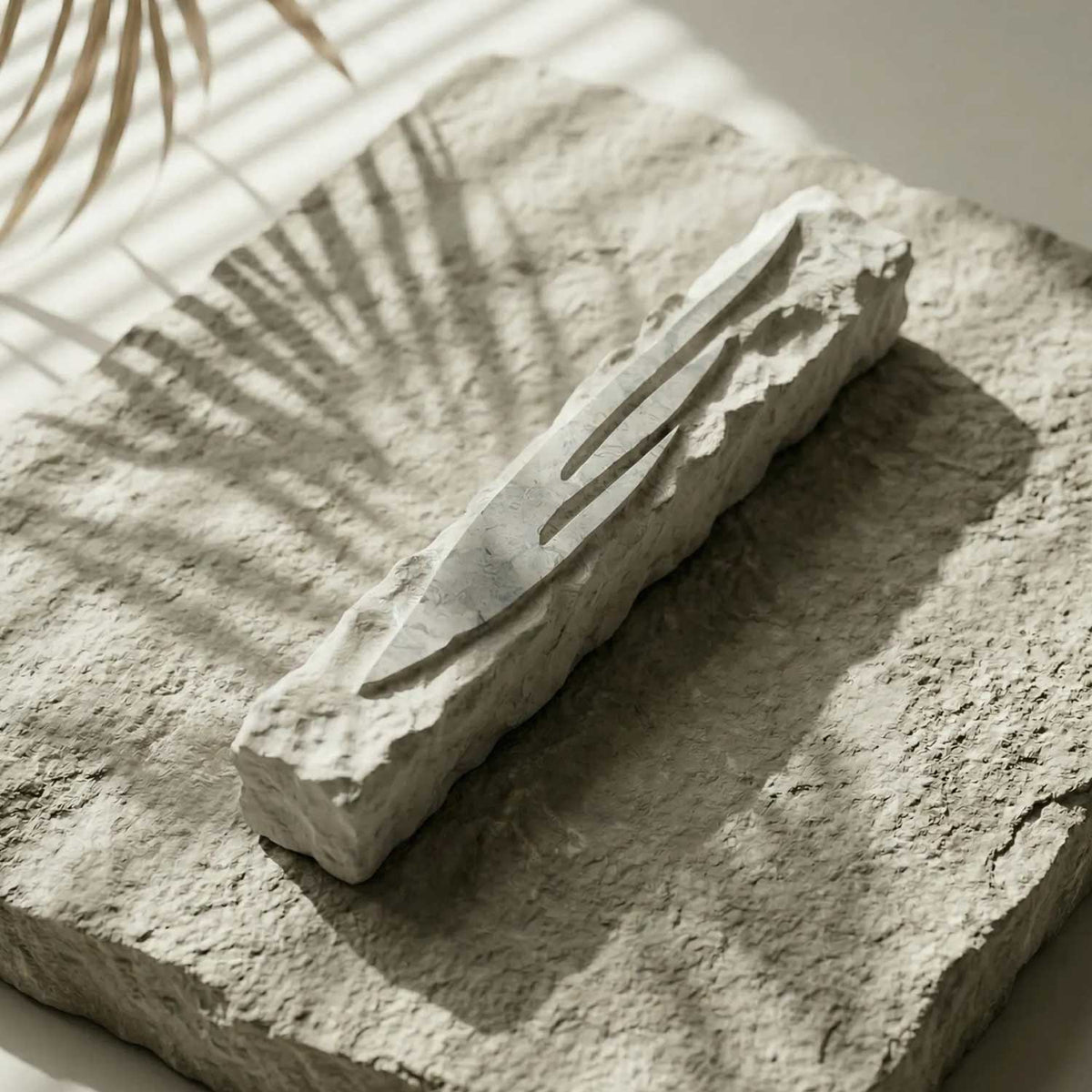 Grey Jerusalem Stone Mezuzah Other View - Petroff Gallery - Judaica