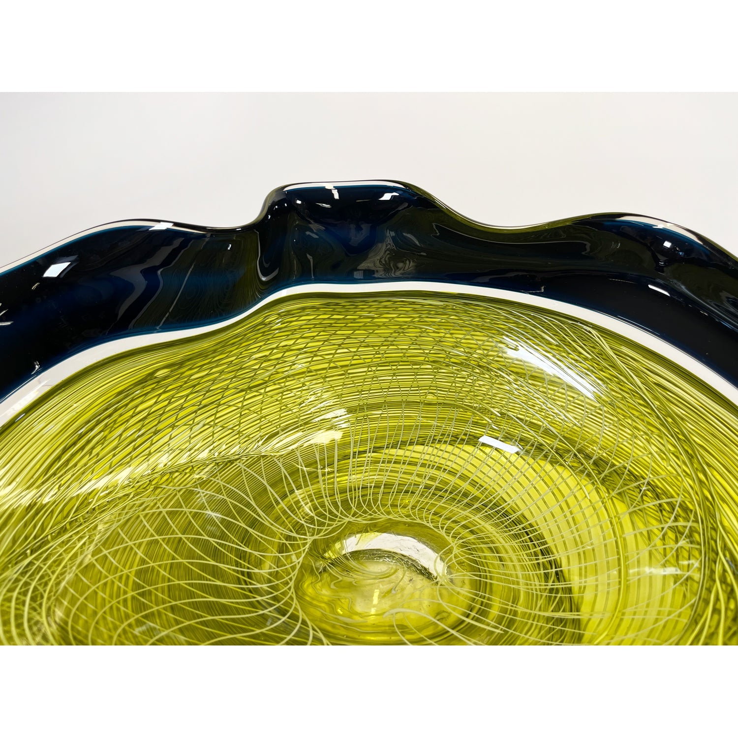Sea Green/Olive Cane Bowl - Petroff Gallery - Glass Art