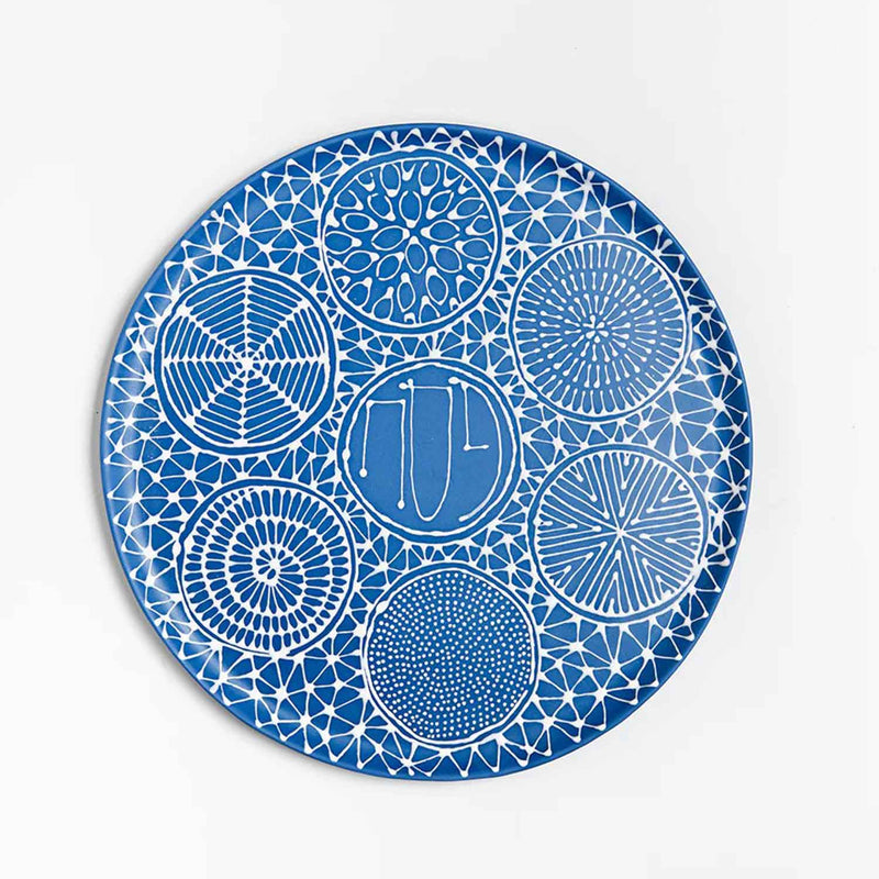 Seder Plate White on Blue - Petroff Gallery - Judaica