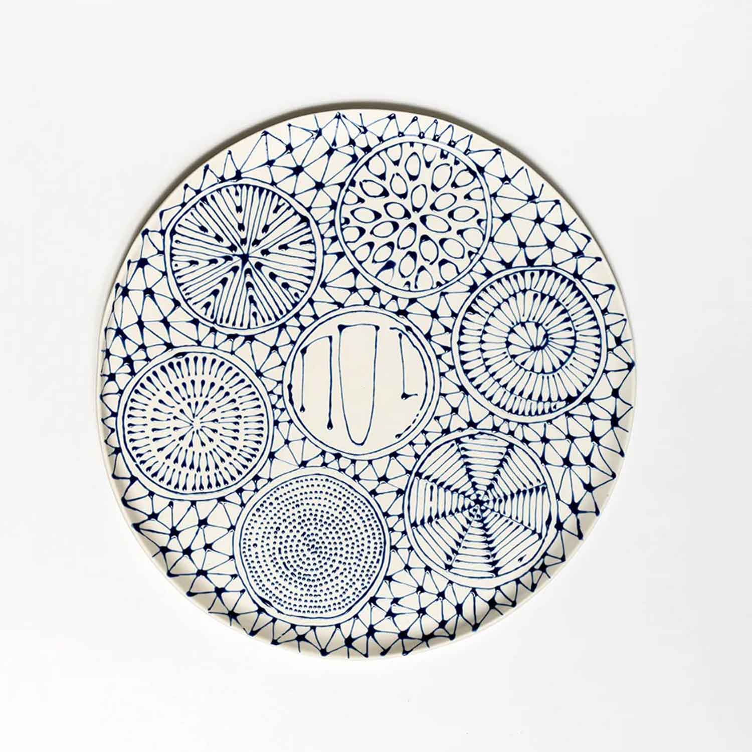 Seder Plate Blue on White - Petroff Gallery - Judaica