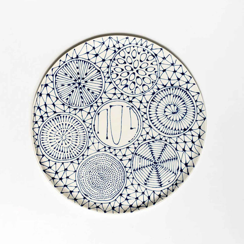 Seder Plate Blue on White - Petroff Gallery - Judaica