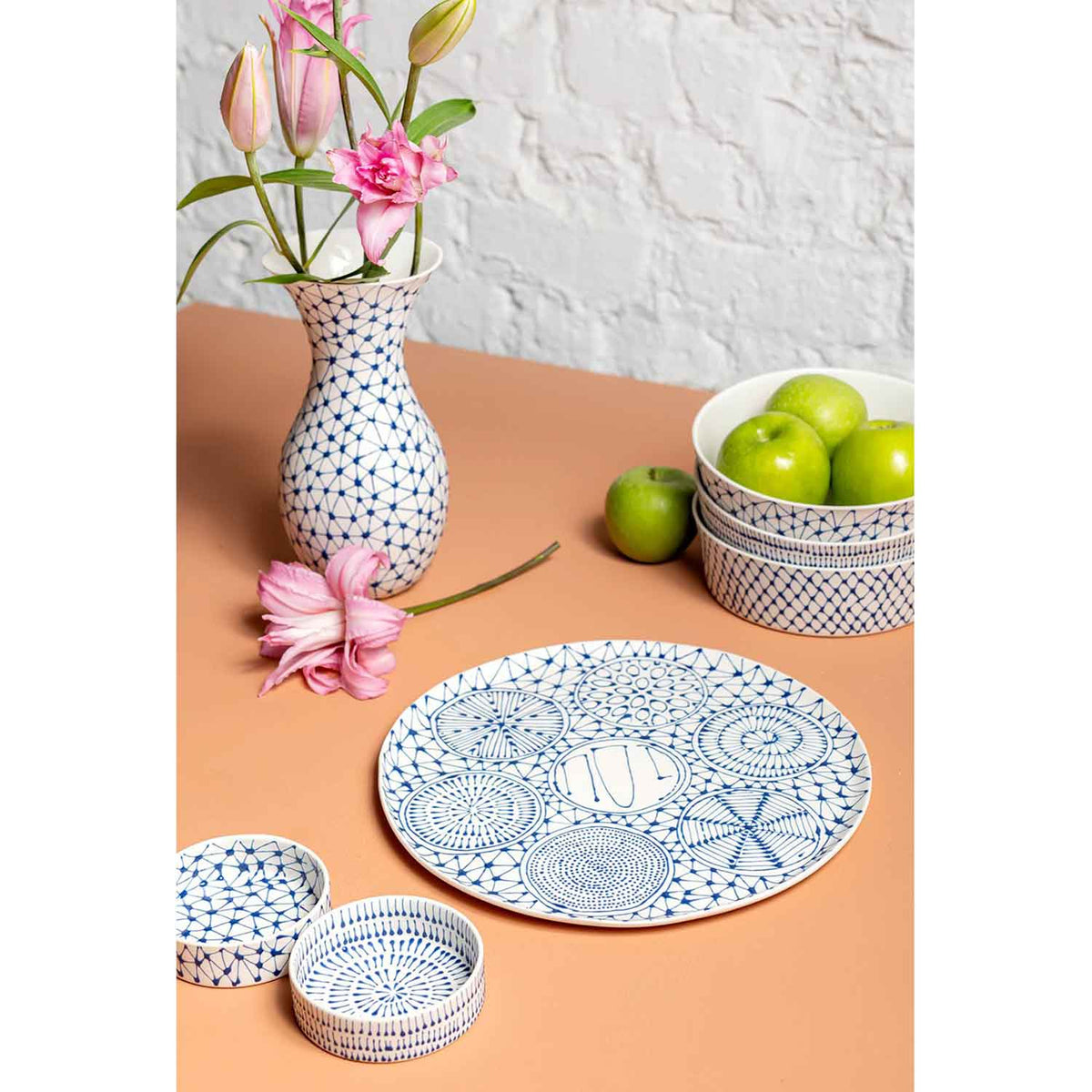Seder Plate Blue on White - Petroff Gallery - Judaica