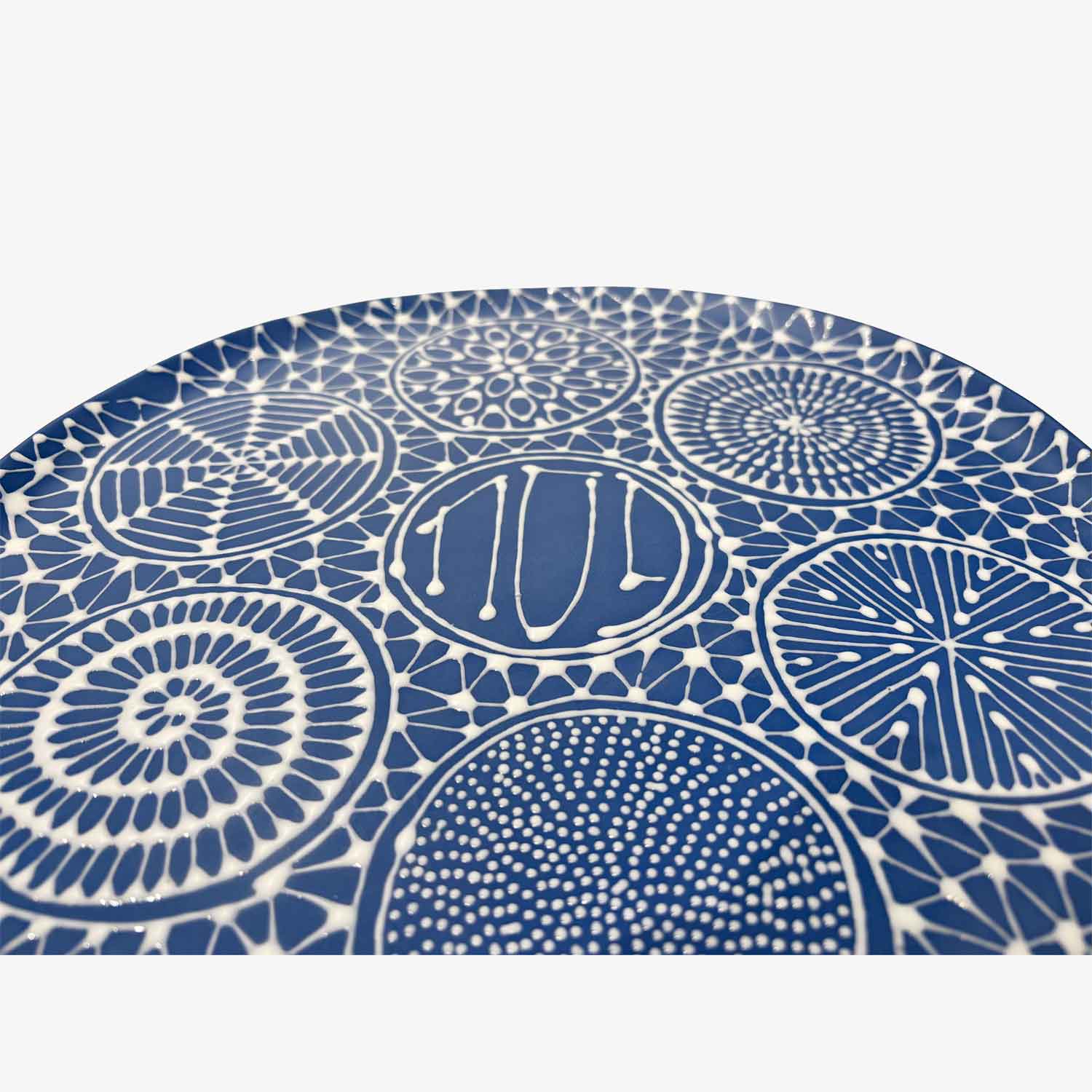 Seder Plate White on Blue - Petroff Gallery - Judaica