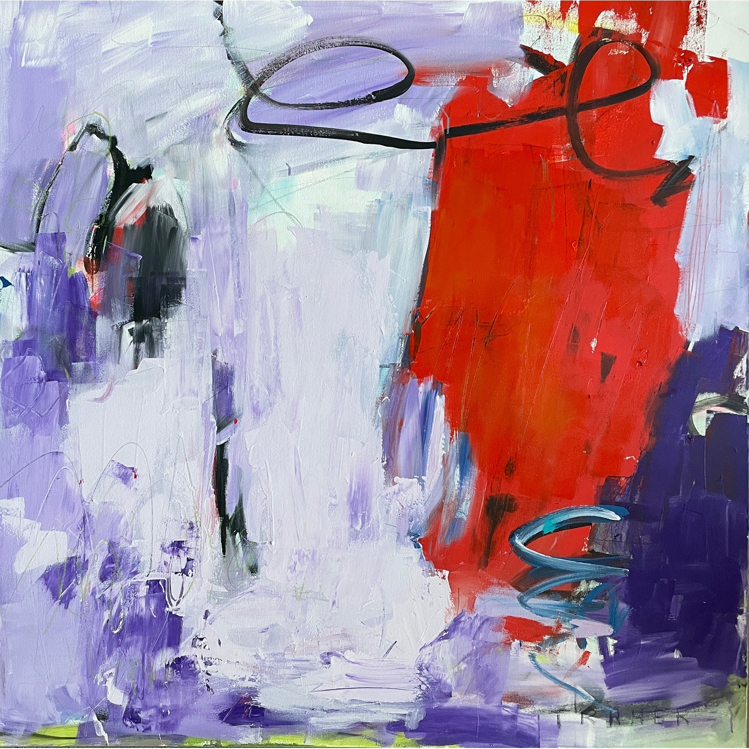 She Decided Red Was Colour 48" x 48" - Petroff Gallery -  - Miriam Traher - She Decided Red Was Her Colour, 48" x 48"