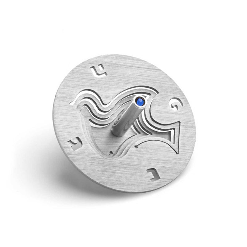 Silver Dove Dreidel with Stand Petroff Gallery 