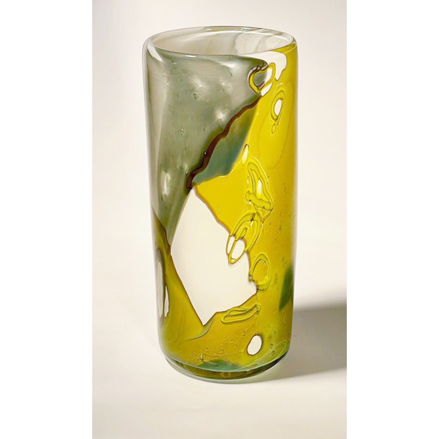 Sm Olive Green Cylinder Vase - Petroff Gallery -  - Sue Rankin - Sm Olive Green Cylinder Vase, 7.5" x 3" x 3"