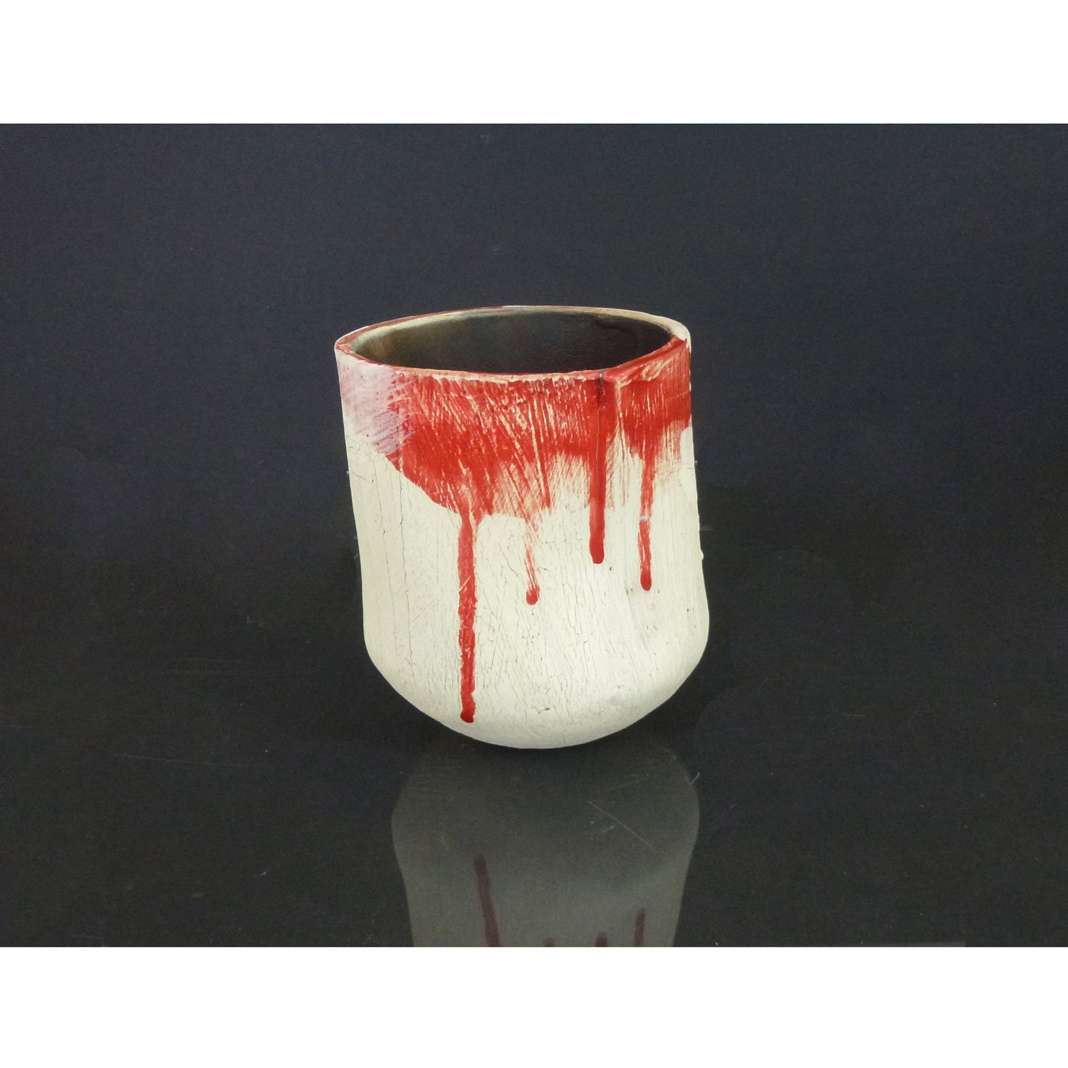 Sm White & Red  Hand Built Vessel - Petroff Gallery -  - Lesley McInally - Sm White & Red Hand Built Vessel
