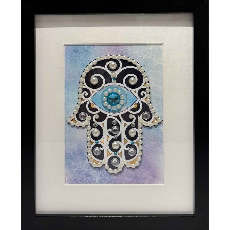 Small Pearl Black Chamsa - Petroff Gallery - Judaica 