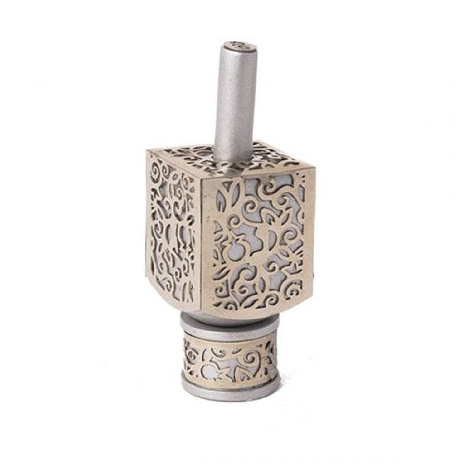 Small Metal Cutout Dreidel Silver Petroff Gallery 