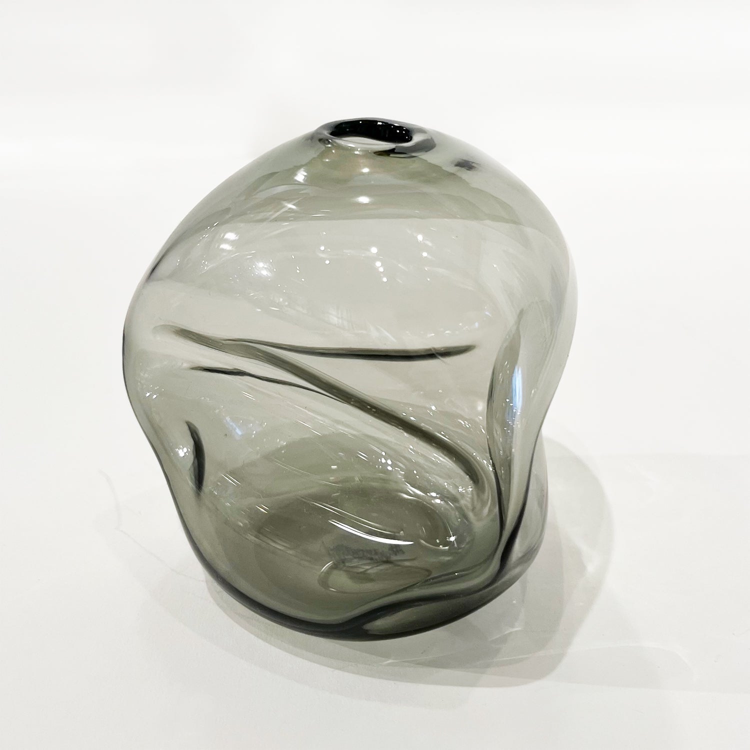 Small Smoke Grey Pebble Vase - Petroff Gallery - Glass Art