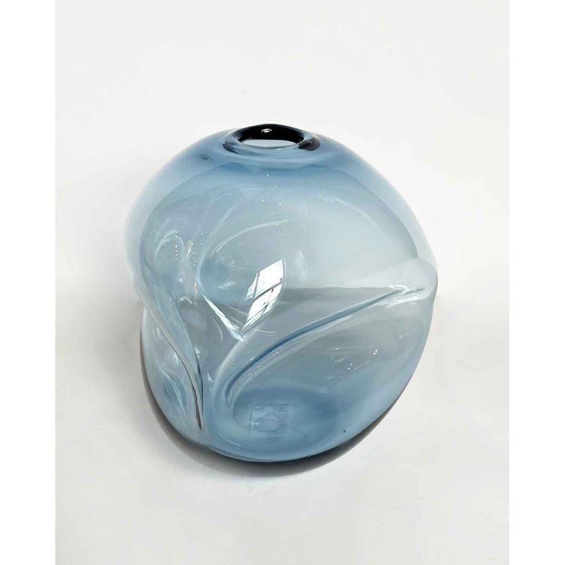Small Steel Blue Pebble Vase - Petroff Gallery - Glass Art