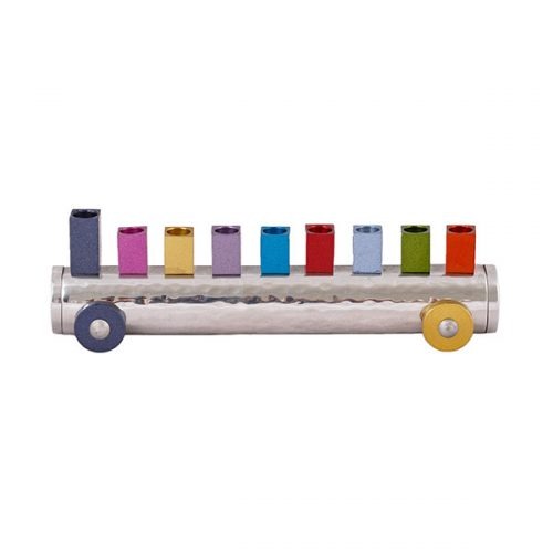 Small Train Menorah Multicolor - Petroff Gallery - Judaica