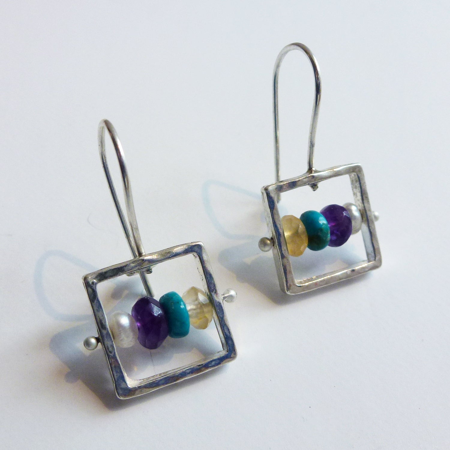 Square Multicolour Earrings - Petroff Gallery