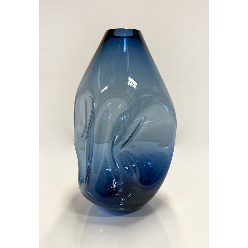 Steel Blue Summit Vase Natural Finish - Petroff Gallery - Glass Art