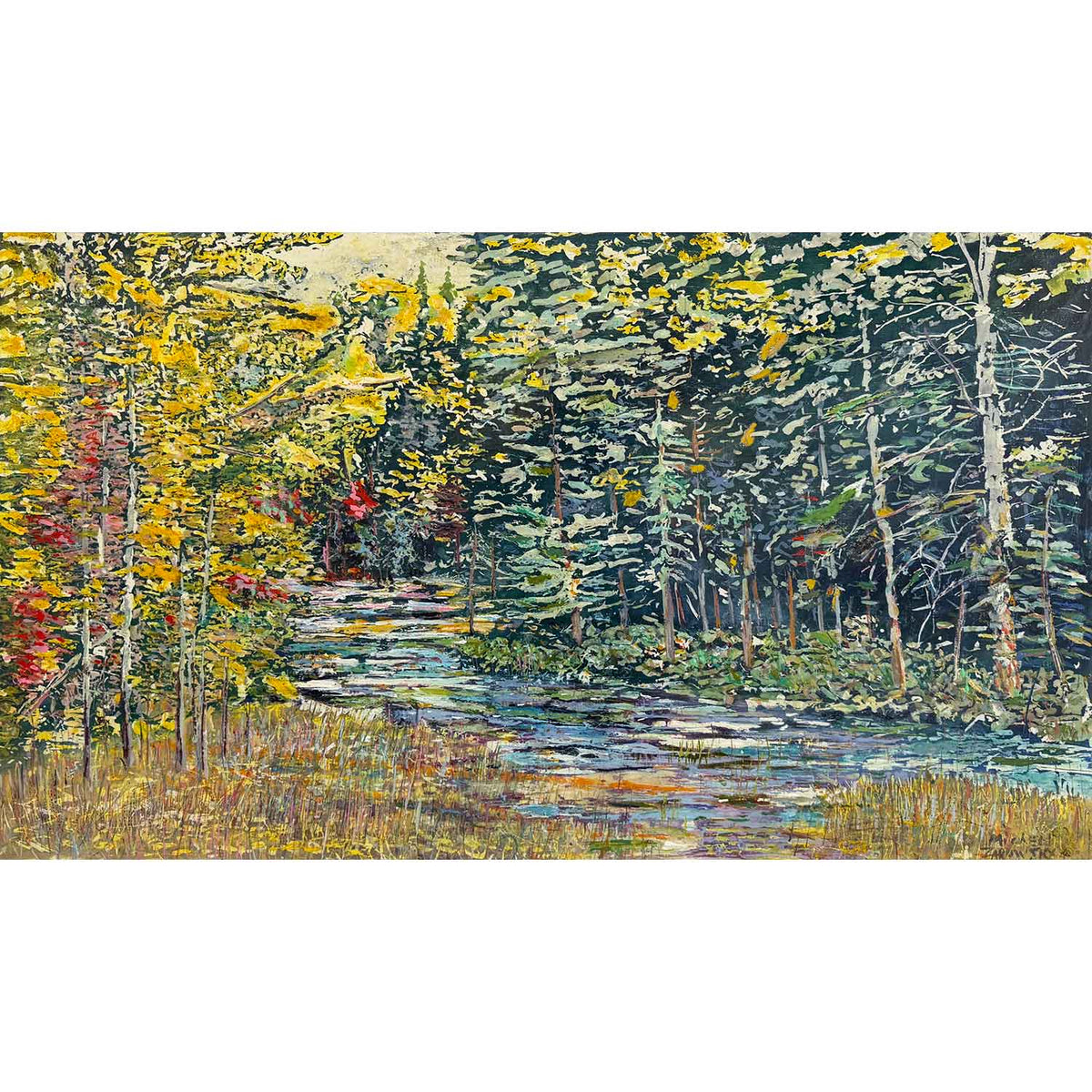 Stream Running Through September 22" x 38" - Petroff Gallery - Painting