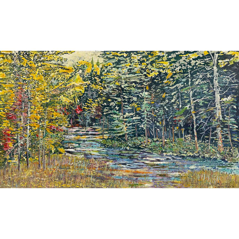 Stream Running Through September 22" x 38" - Petroff Gallery - Painting
