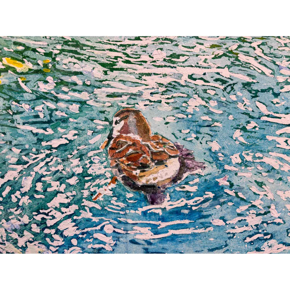 Summer Water Dazzle with Mallards 24" x 24" - Petroff Gallery - Painting