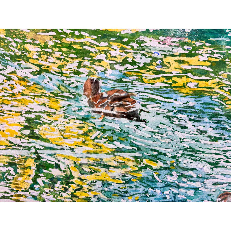 Summer Water Dazzle with Mallards 24" x 24" - Petroff Gallery - Painting