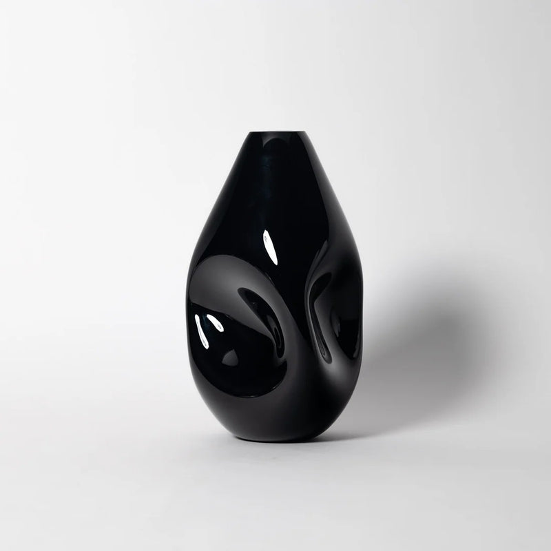 Black Summit Vase Natural Finish - Petroff Gallery - Glass Art