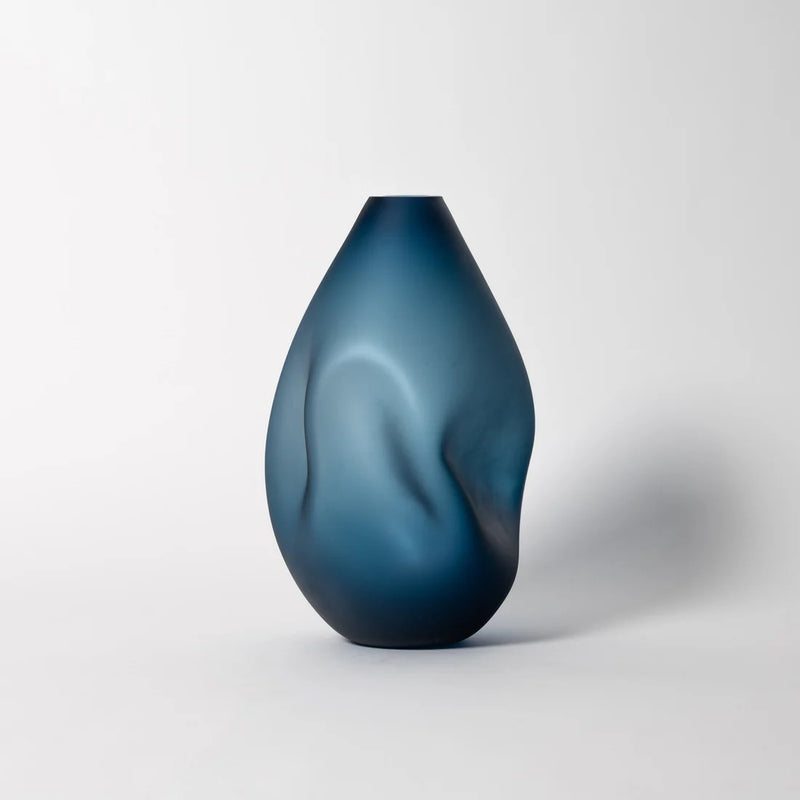 Steel Blue Summit Vase Matte Finish - Petroff Gallery - Glass Art