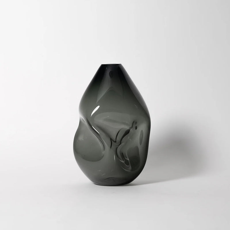 Smoke Grey Summit Vase Nature Gloss - Petroff Gallery - Glass Art