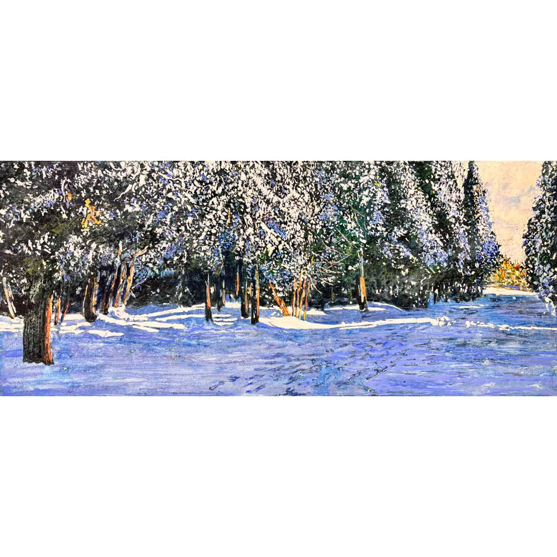 Sunlit Trail Thru Winter 20" x 48" - Petroff Gallery - Painting