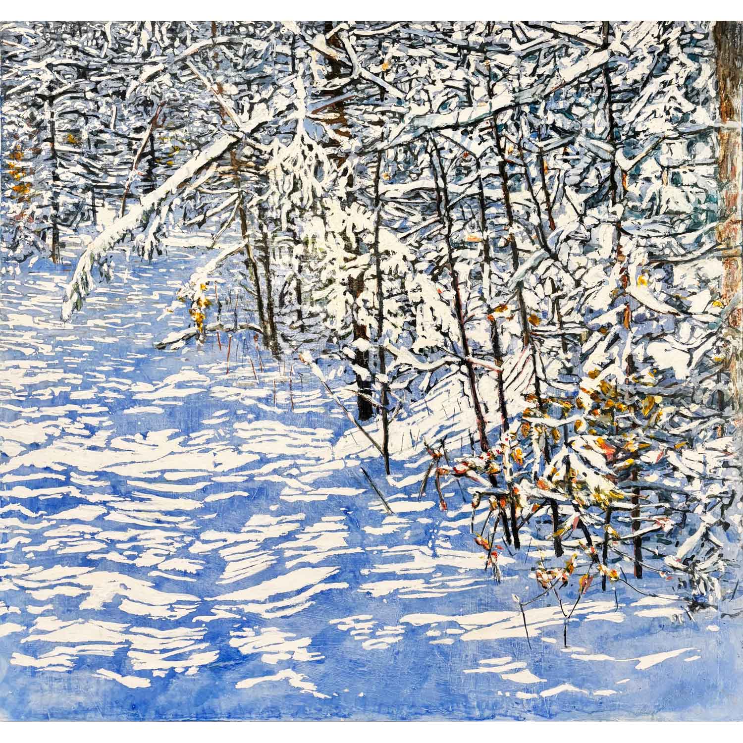 Sunspeckled Trail After An Overnight Snowfall 30" x 32" Petroff Gallery 