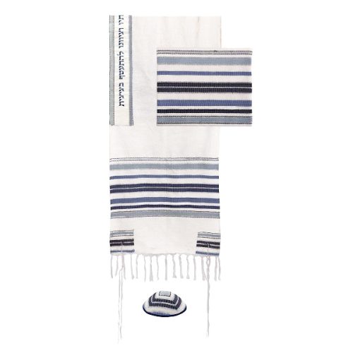 Tallit Hand Woven Atara Blue - Petroff Gallery - Judaica